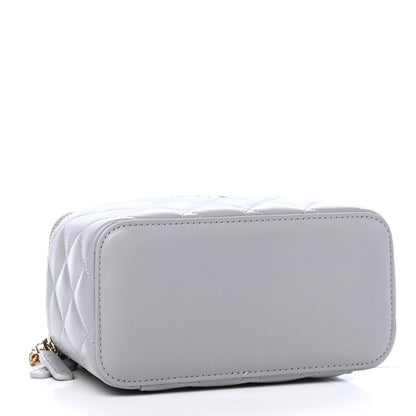 Chanel Lambskin Quilted Small Pearl Crush Vanity Case With Chain Grey 3 of 4