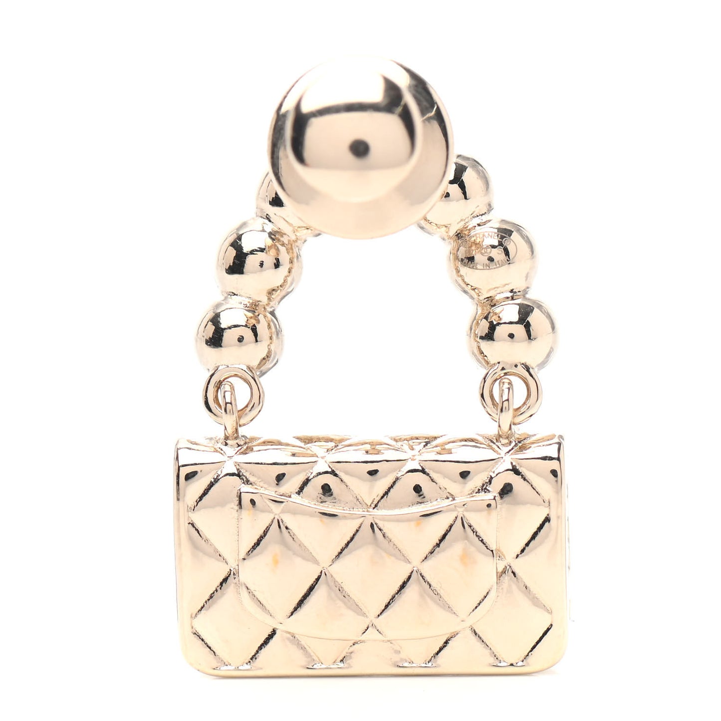 Pearl Quilted Flap Brooch Gold