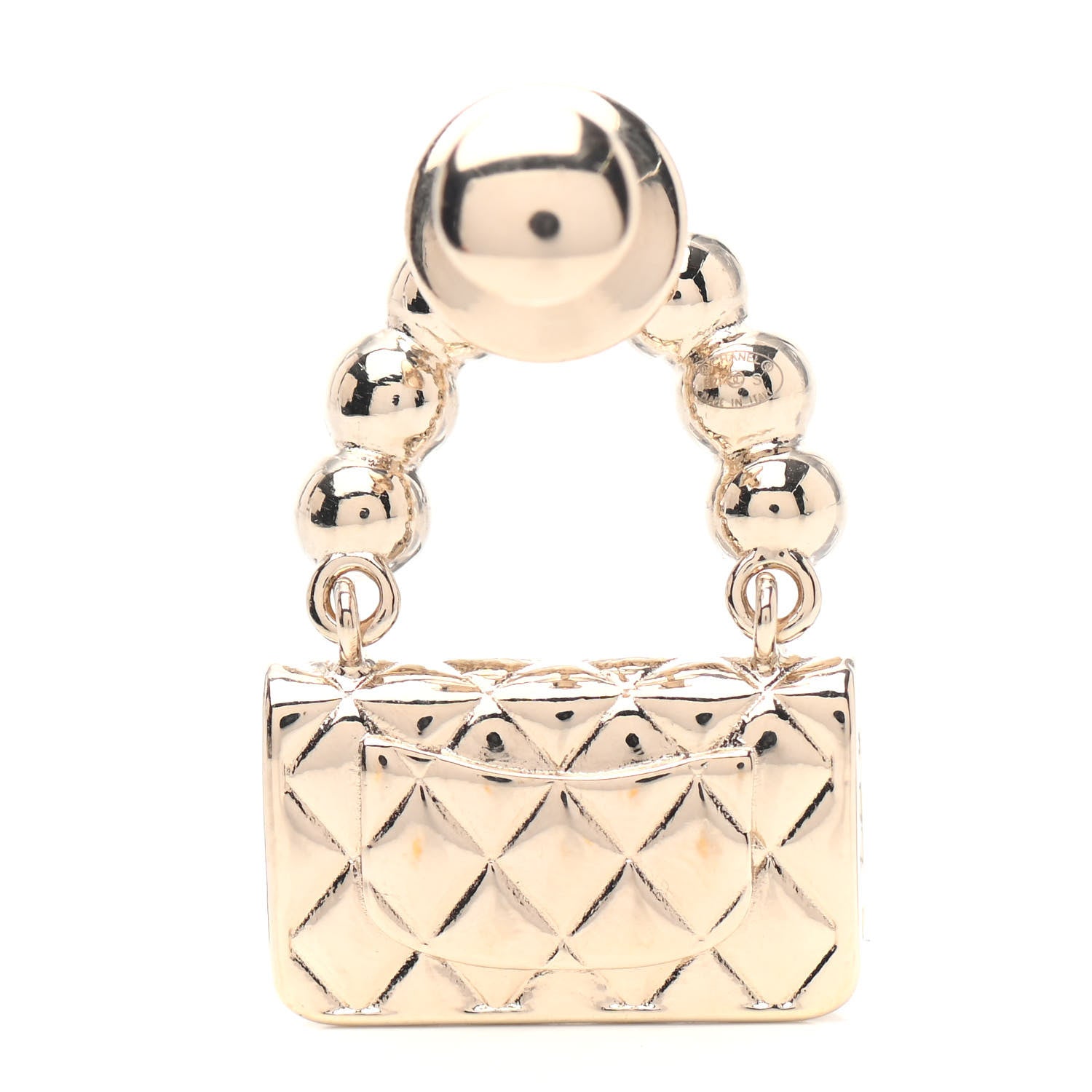 Chanel Pearl Quilted Flap Brooch Gold 2 of 3