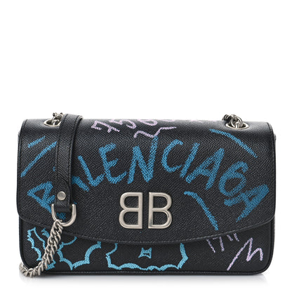 Balenciaga Calfskin Graffiti BB Chain Wallet Black Multicolor 1 of 7