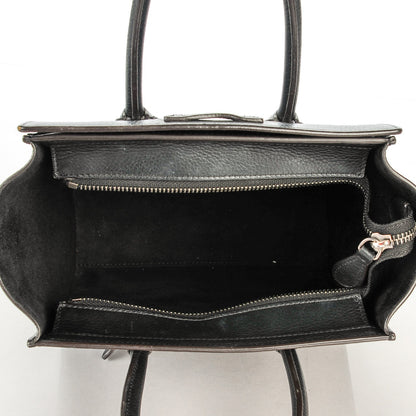 Celine Drummed Calfskin Nano Luggage Black 5 of 7