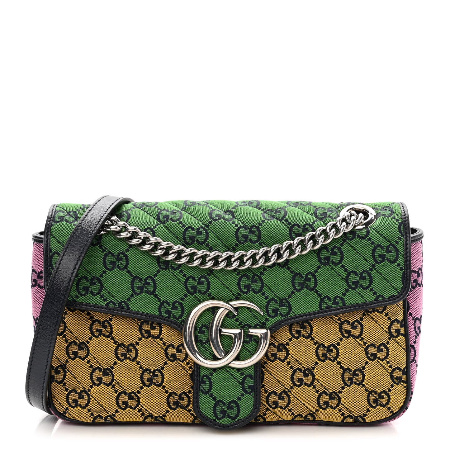 Monogram Multicolor Matelasse Diagonal Small GG Marmont Shoulder Bag Green Blue Yellow Light Blue Pink