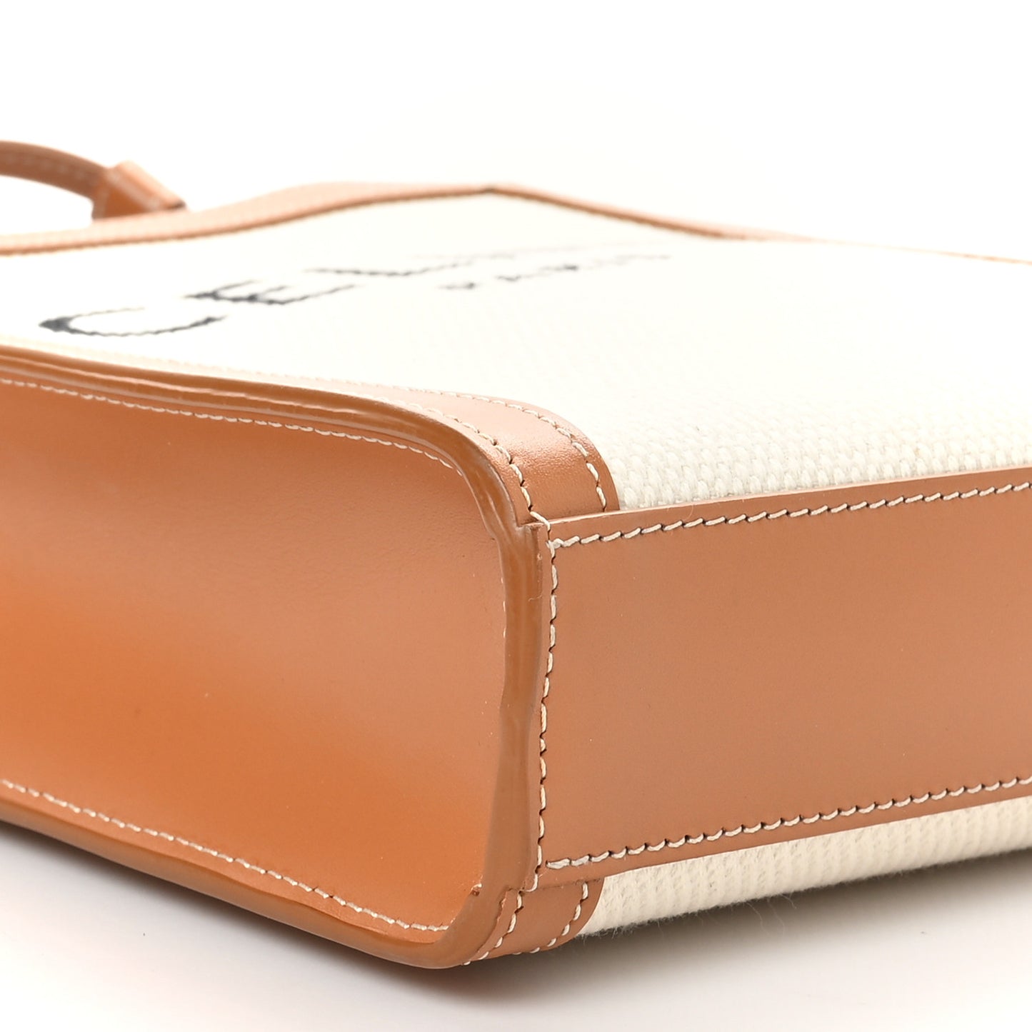 Canvas Calfskin Mini Vertical Cabas Natural Tan