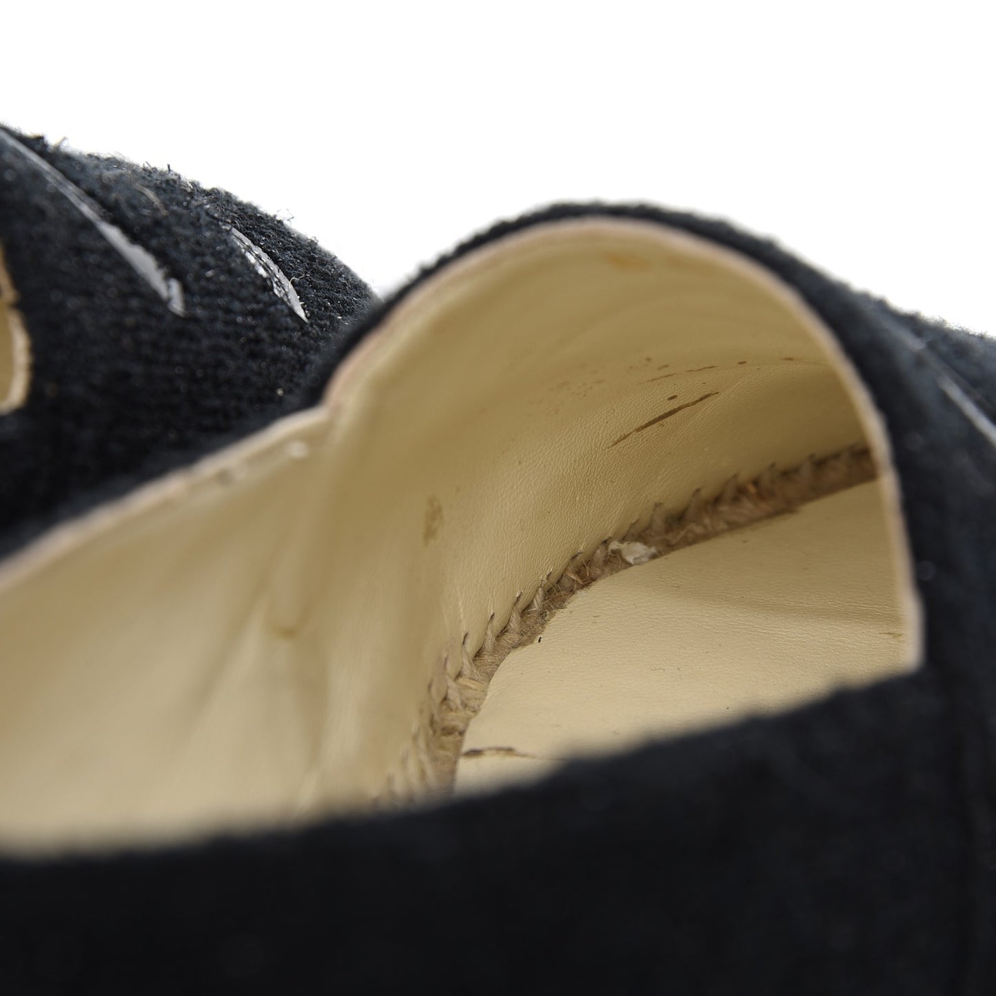 Fabric Patent Calfskin CC Espadrilles 40 Black