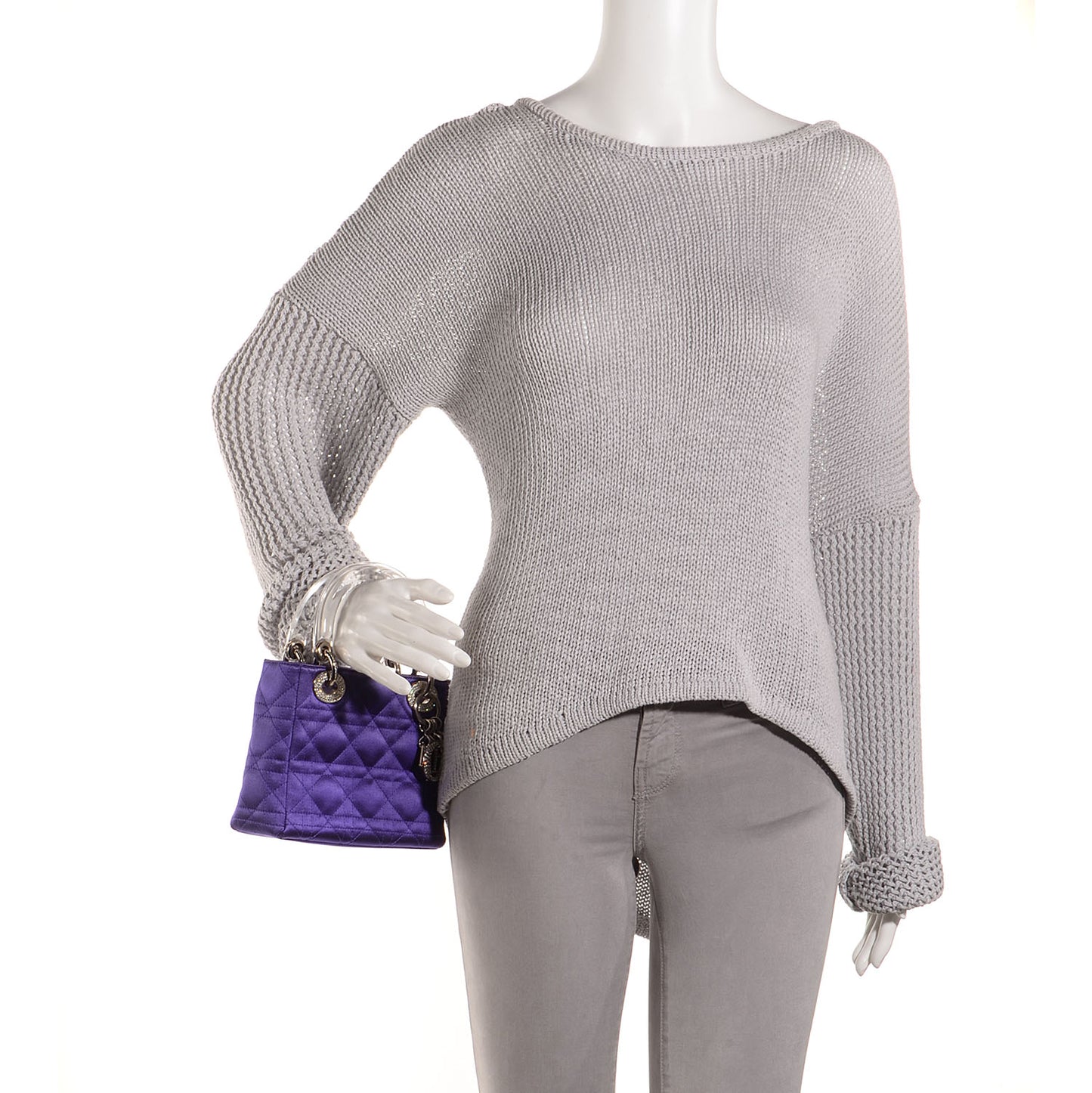 Satin Swarovski Crystal Cannage Mini Lady Dior Purple
