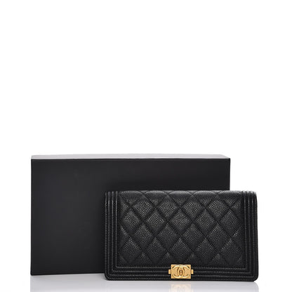 Chanel Caviar Quilted Boy Yen Wallet Black 9 of 9
