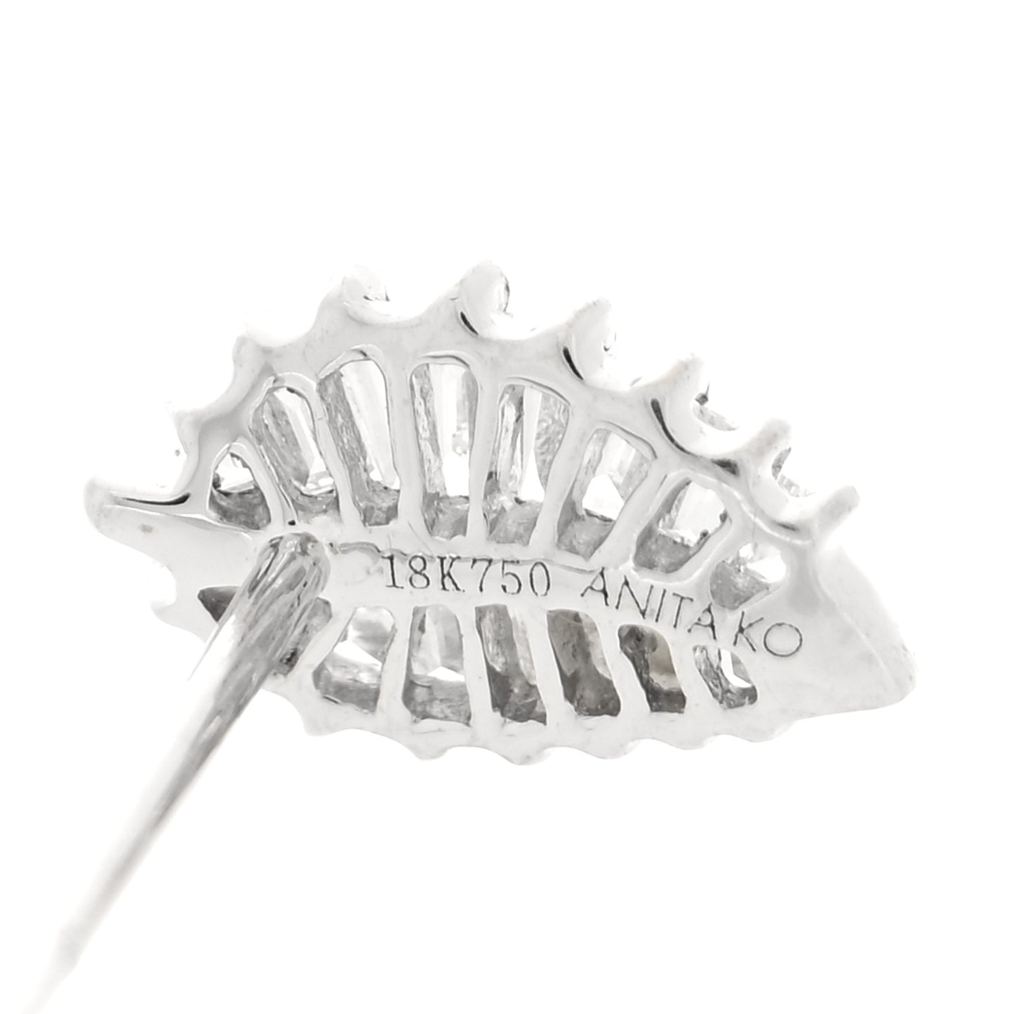 18K White Gold Diamond Small Palm Leaf Earrings
