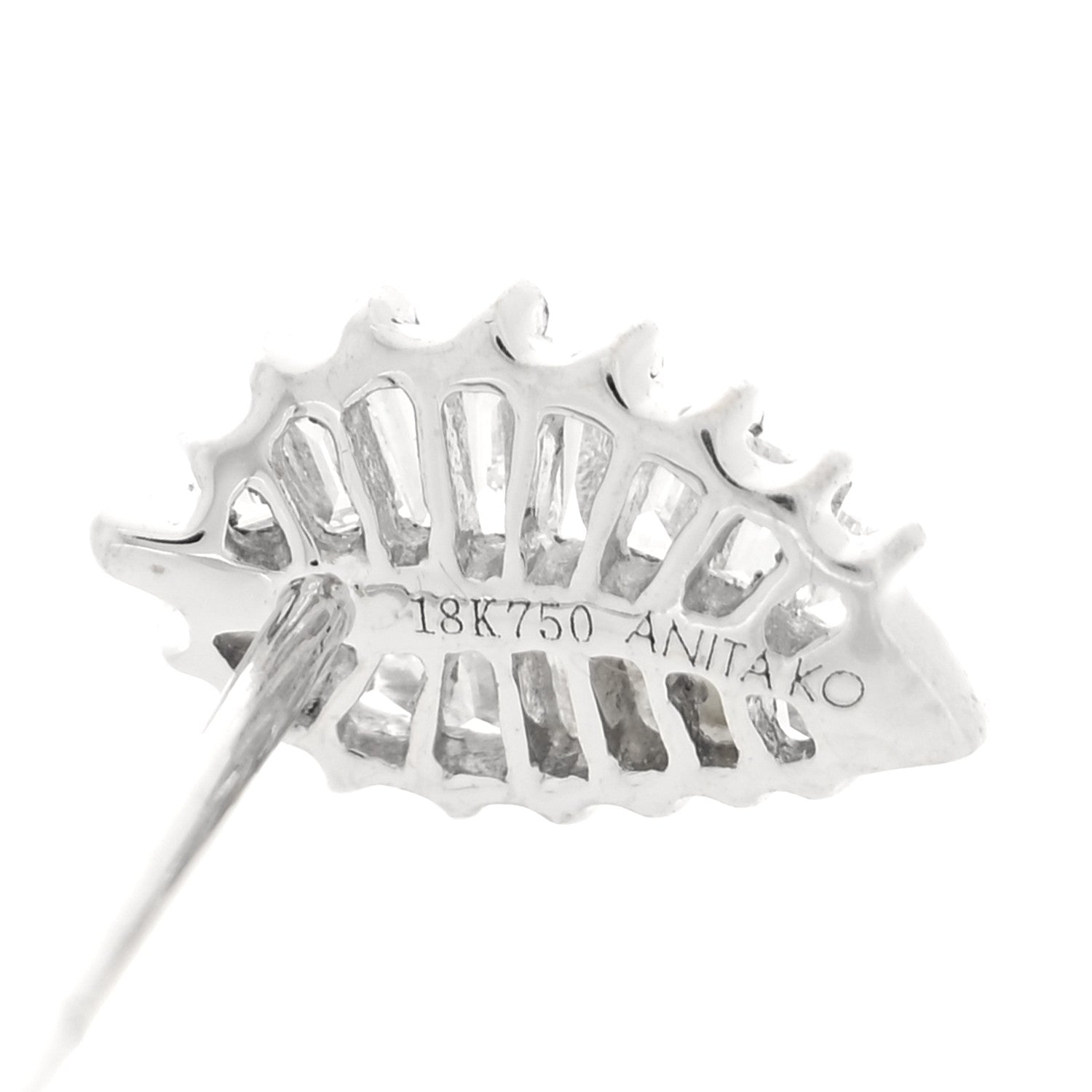 Anita Ko 18K White Gold Diamond Small Palm Leaf Earrings 4 of 4