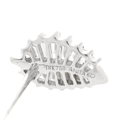 Anita Ko 18K White Gold Diamond Small Palm Leaf Earrings 4 of 4