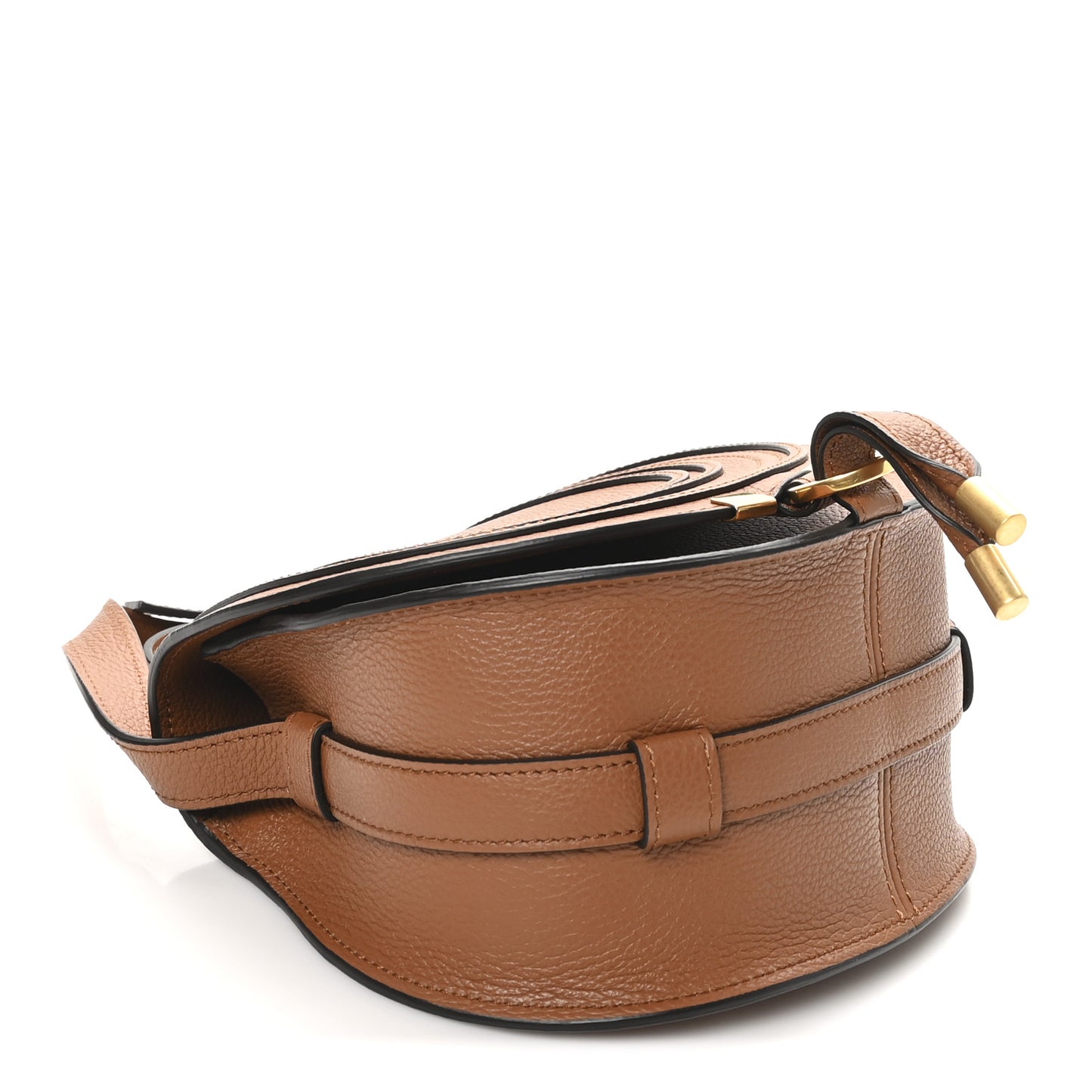 Calfskin Mini Marcie Round Crossbody Bag Tan