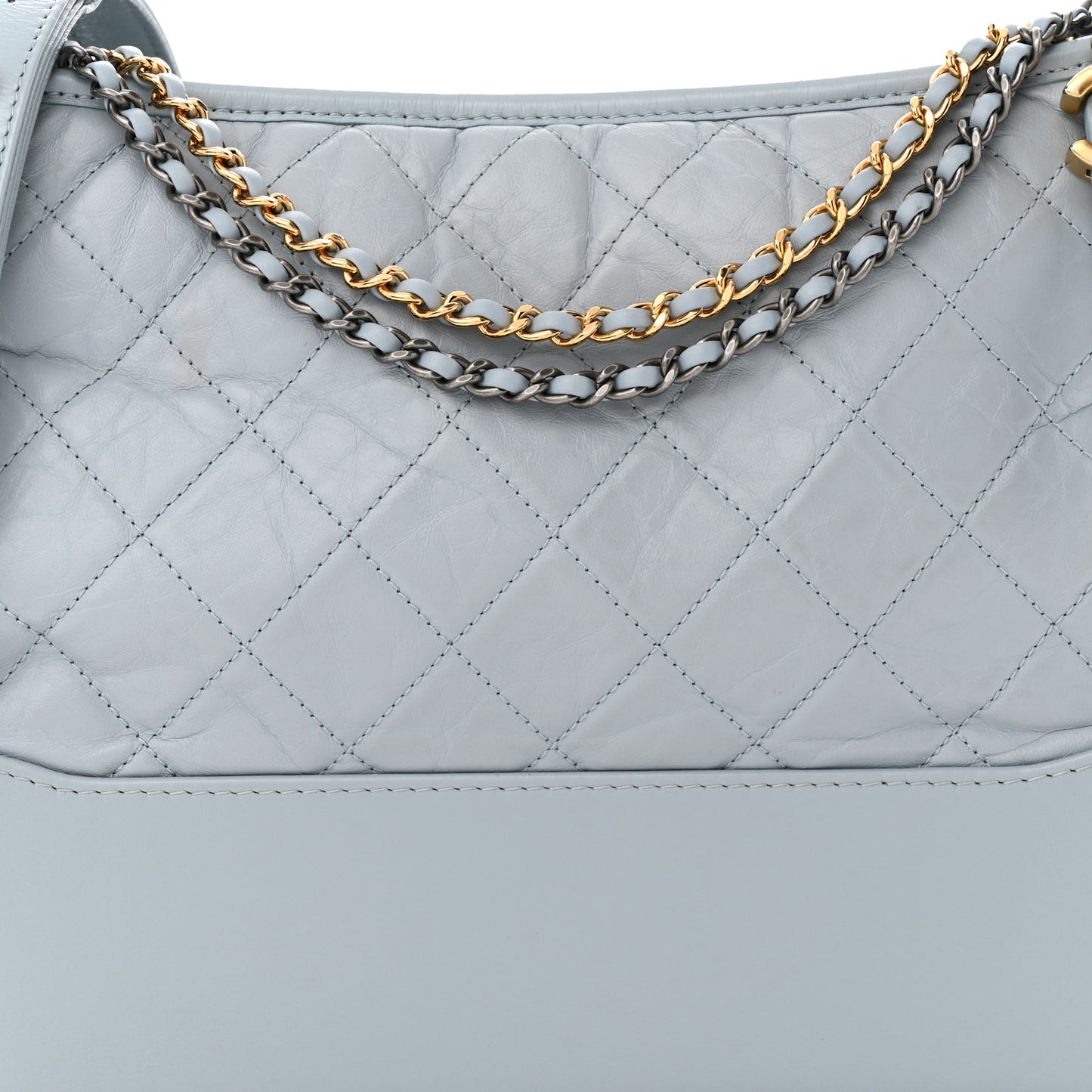 Aged Calfskin Quilted Medium Gabrielle Hobo Light Blue