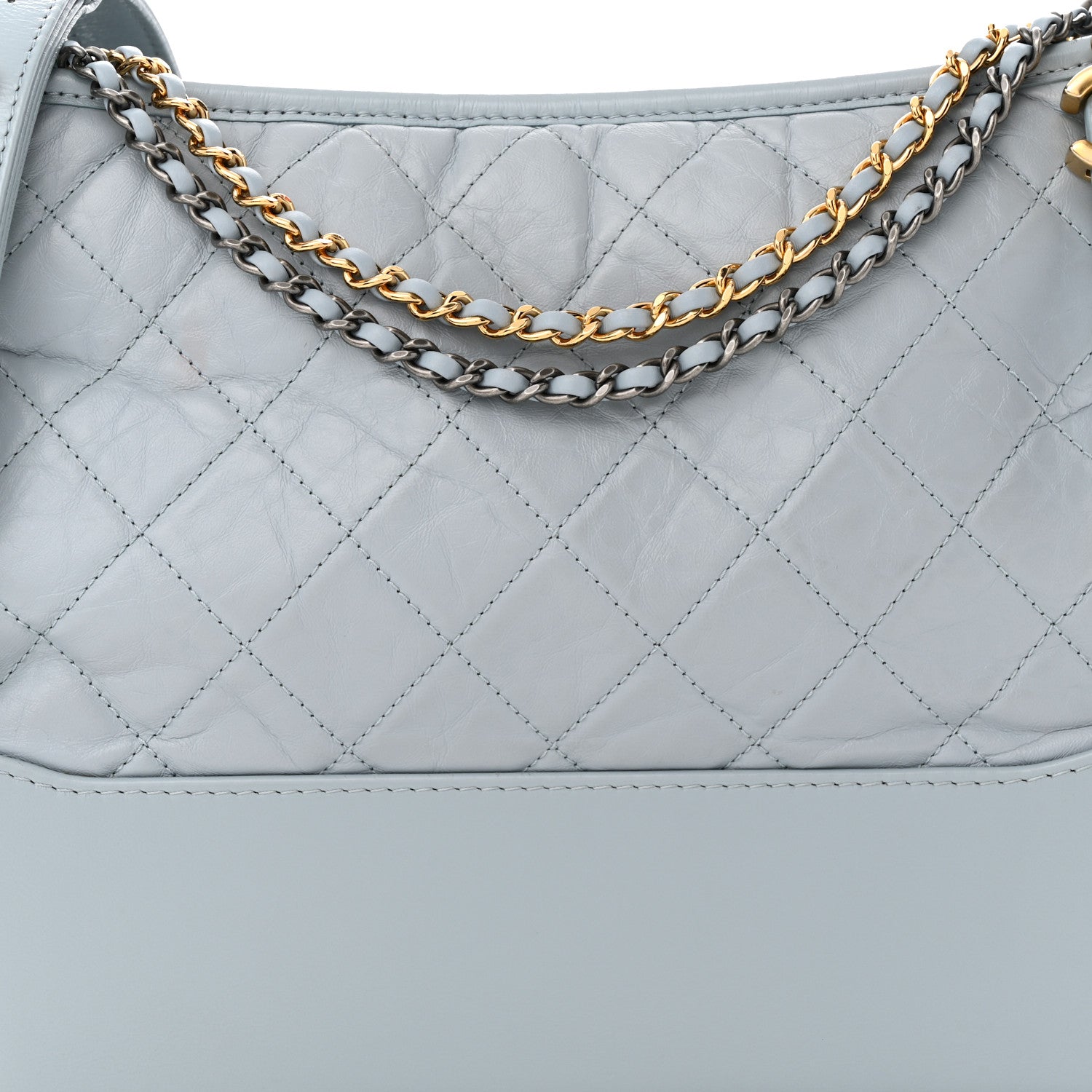 Chanel Aged Calfskin Quilted Medium Gabrielle Hobo Light Blue 8 of 10