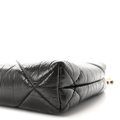 Chanel Shiny Aged Lambskin Quilted Kiss Lock Clutch With Chain Black 10 of 10