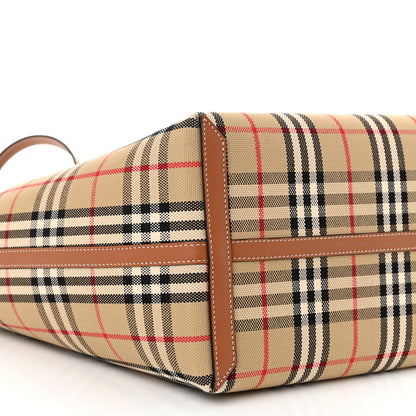Burberry Cotton Vintage Check Medium London Tote Bag Briar Brown Black 9 of 10