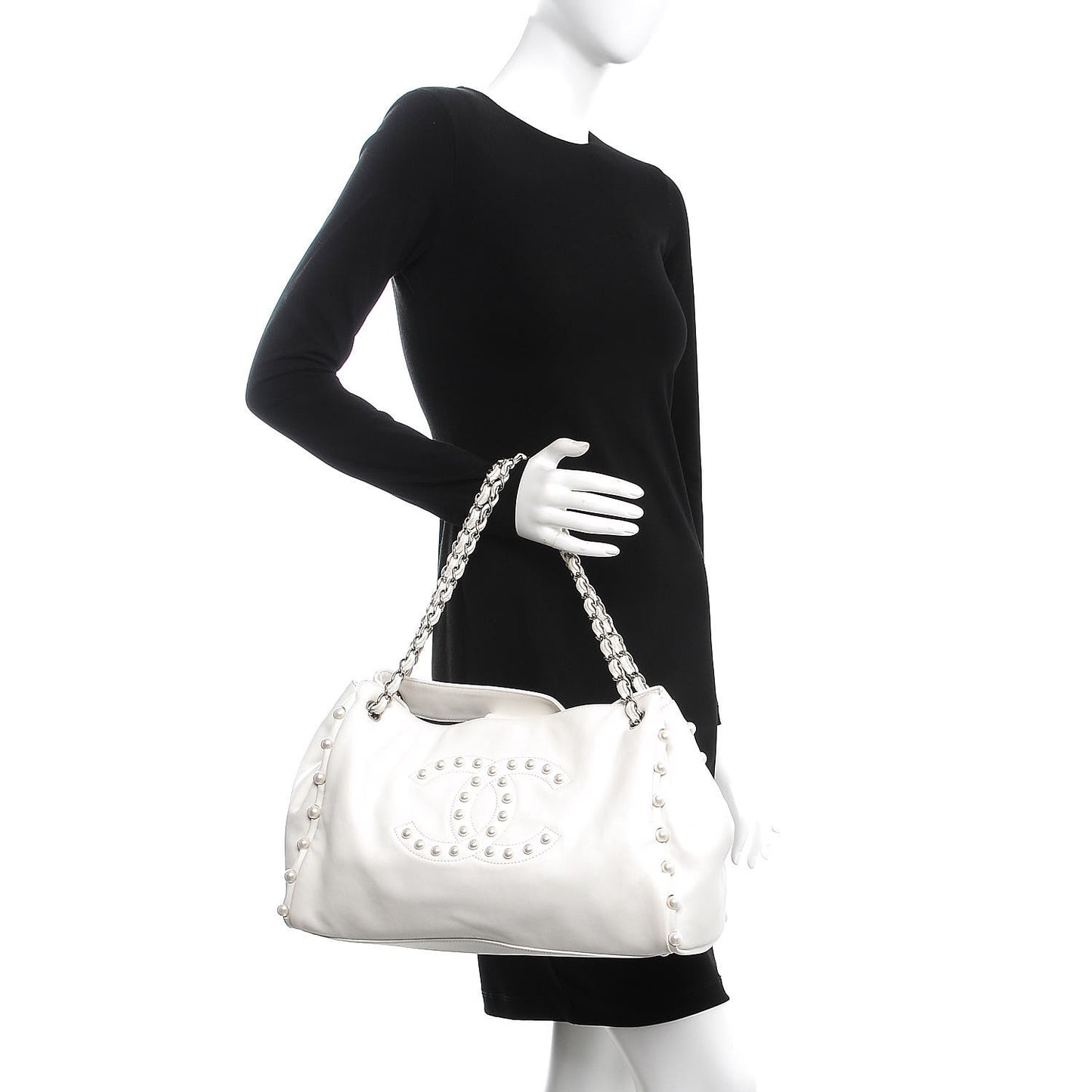 Lambskin Pearl Obsession Tote White