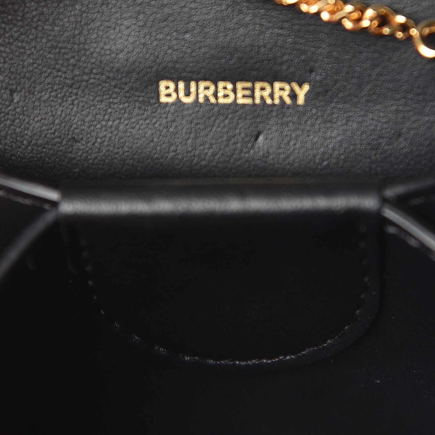 Burberry Calfskin Embossed Monogram Chain Card Case Black 6 of 10
