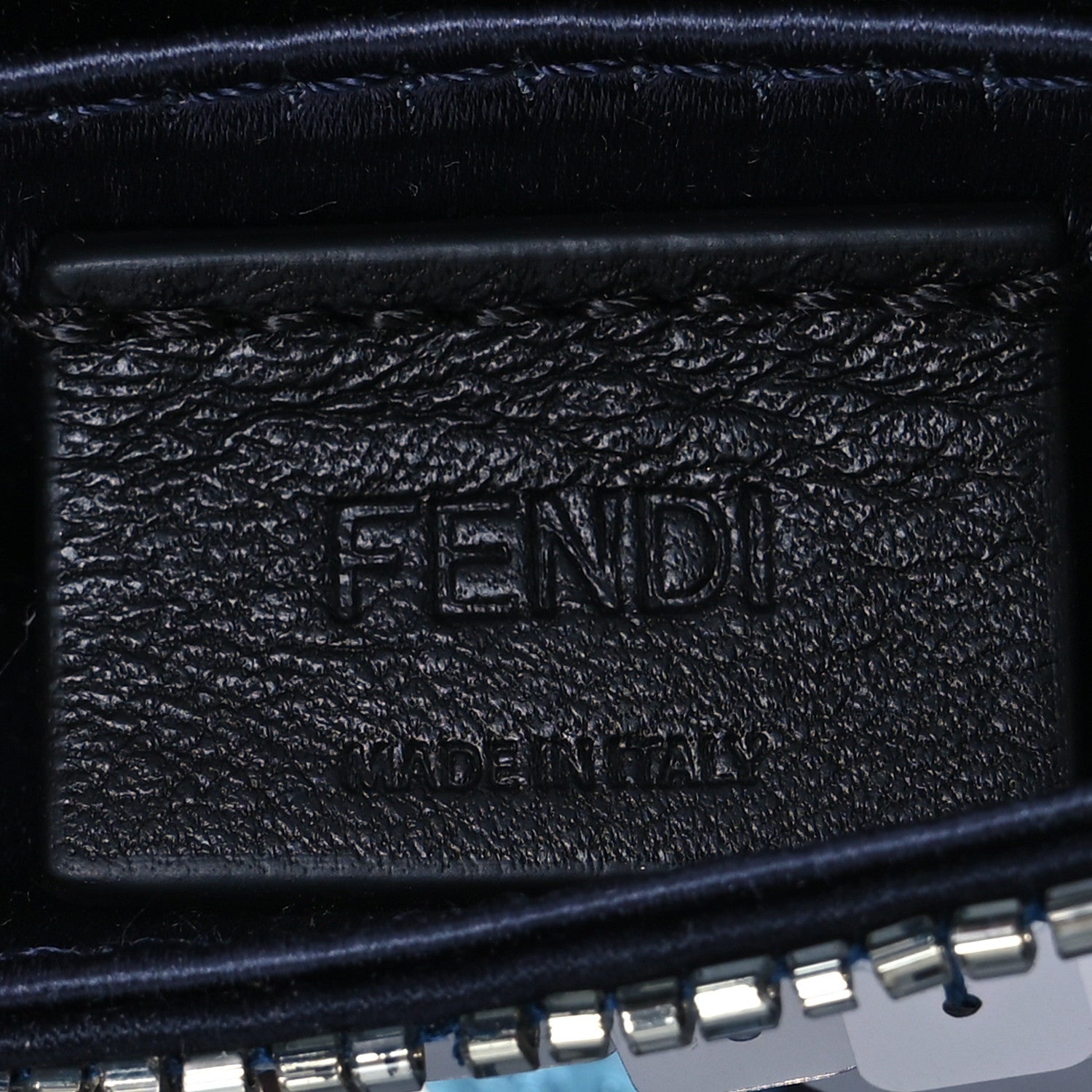 Fendi Sequin Paillettes Shiny Nappa Sex and the City Nano Maxi Buckle Baguette Charm Midnight 7 of 13