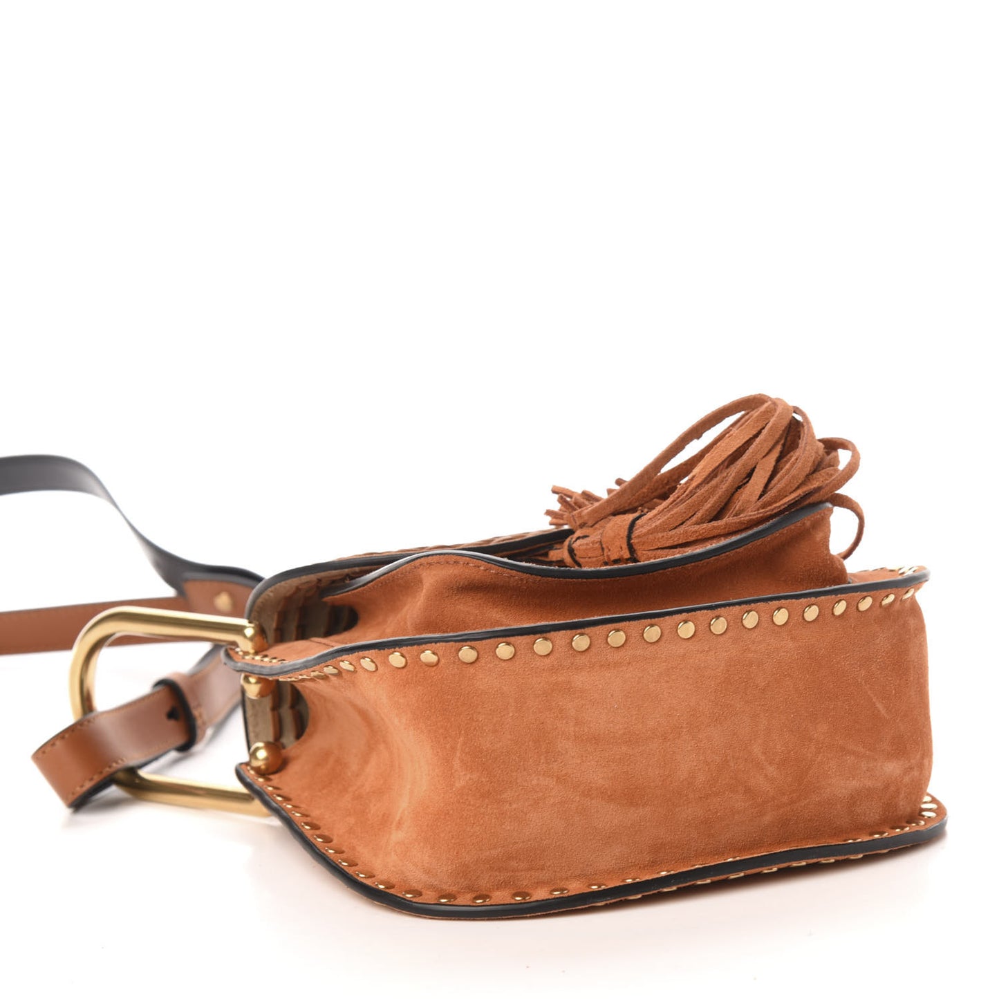 Suede Calfskin Braided Mini Hudson Shoulder Bag Tannish Red