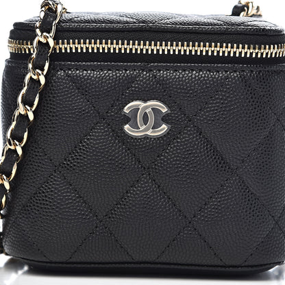 Chanel Caviar Quilted Mini Vanity Case With Chain Black 10 of 11