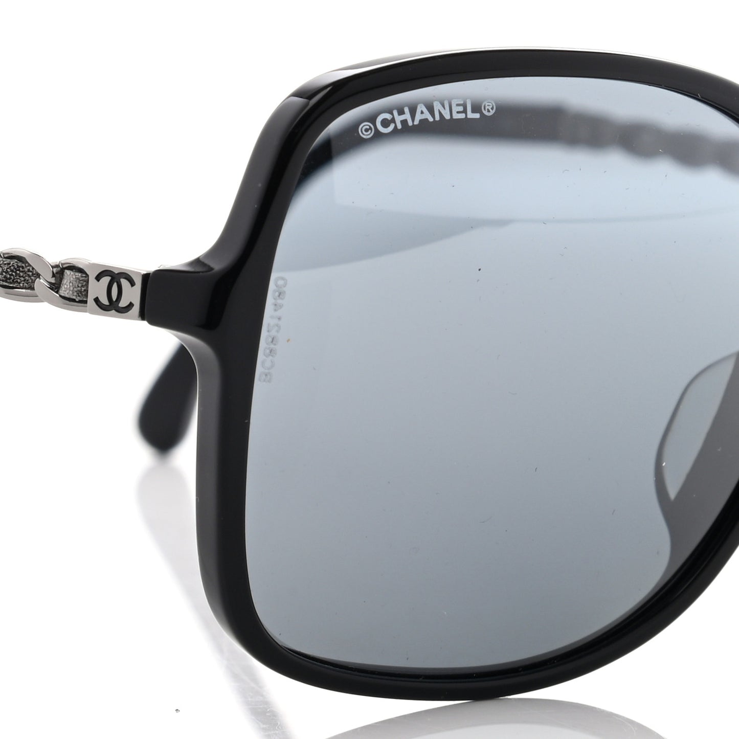 Lambskin Square Chain Sunglasses 5210-Q Black