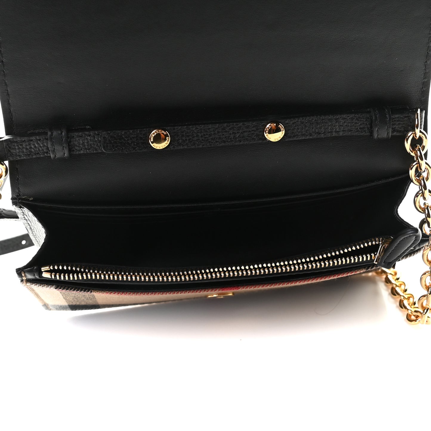 Derby Calfskin House Check Wallet On Chain Black