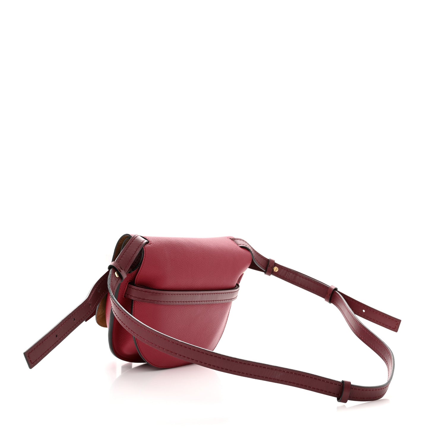 Grained Calfskin Small Gate Crossbody Bag Raspberry Wine