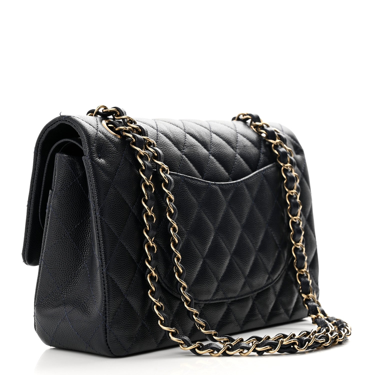 Chanel Caviar Quilted Medium Double Flap Dark Blue 3 of 10