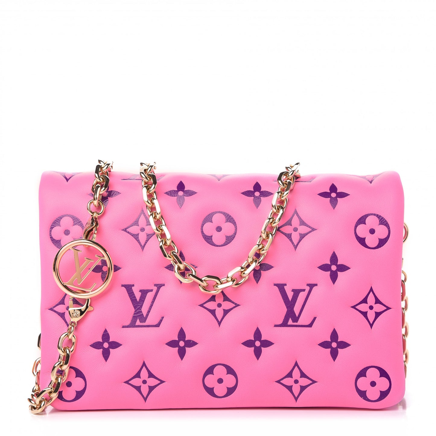 Lambskin Embossed Monogram Vuittamins Pochette Coussin Rose Violet
