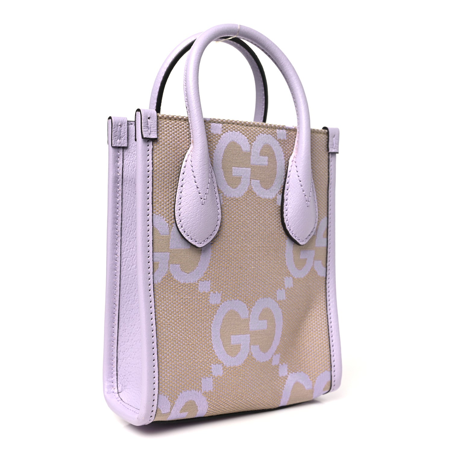 Gucci Monogram Jumbo GG Textured Dollar Calfskin Mini Tote Bag Beige Lapis 3 of 11