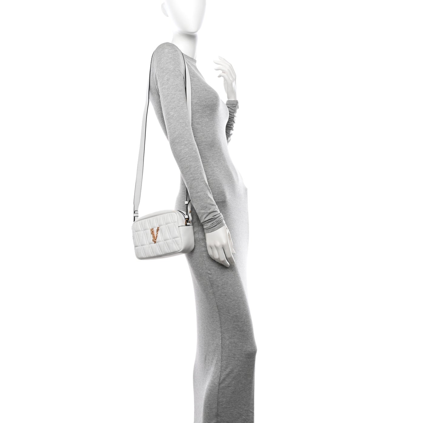 Nappa Quilted Virtus Shoulder Bag White