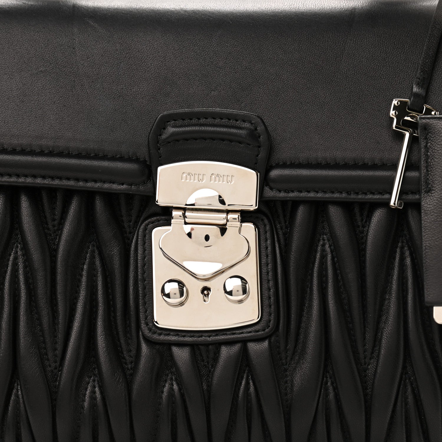 Miu Miu Nappa Matelasse Top Handle Tote Black 7 of 9