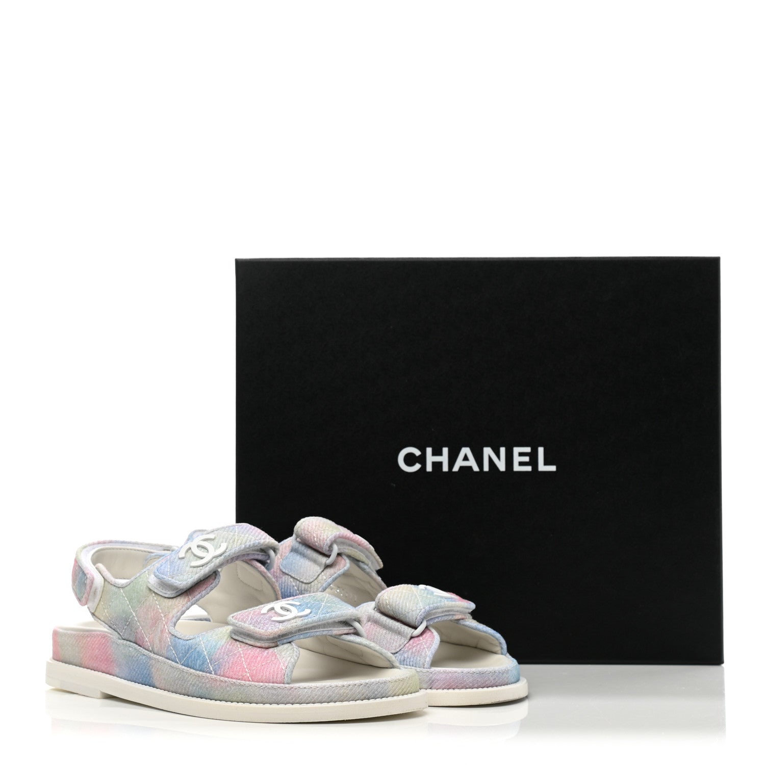 Chanel Printed Fabric Quilted Dad Sandals 35.5 Green Pink Blue 9 of 9