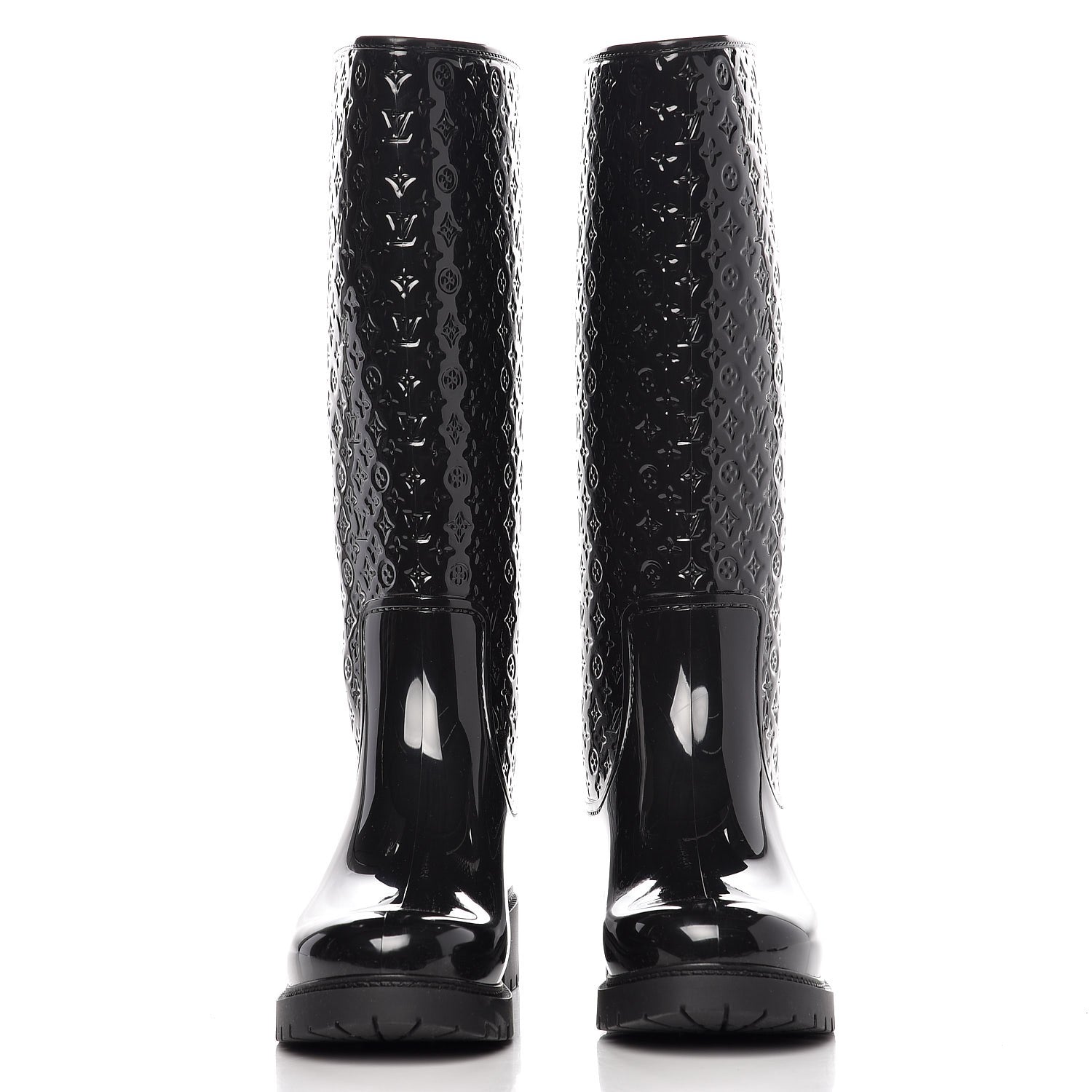 Louis Vuitton Rubber Embossed Monogram Splash Rain Boots 37 Black 3 of 11