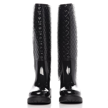 Louis Vuitton Rubber Embossed Monogram Splash Rain Boots 37 Black 3 of 11