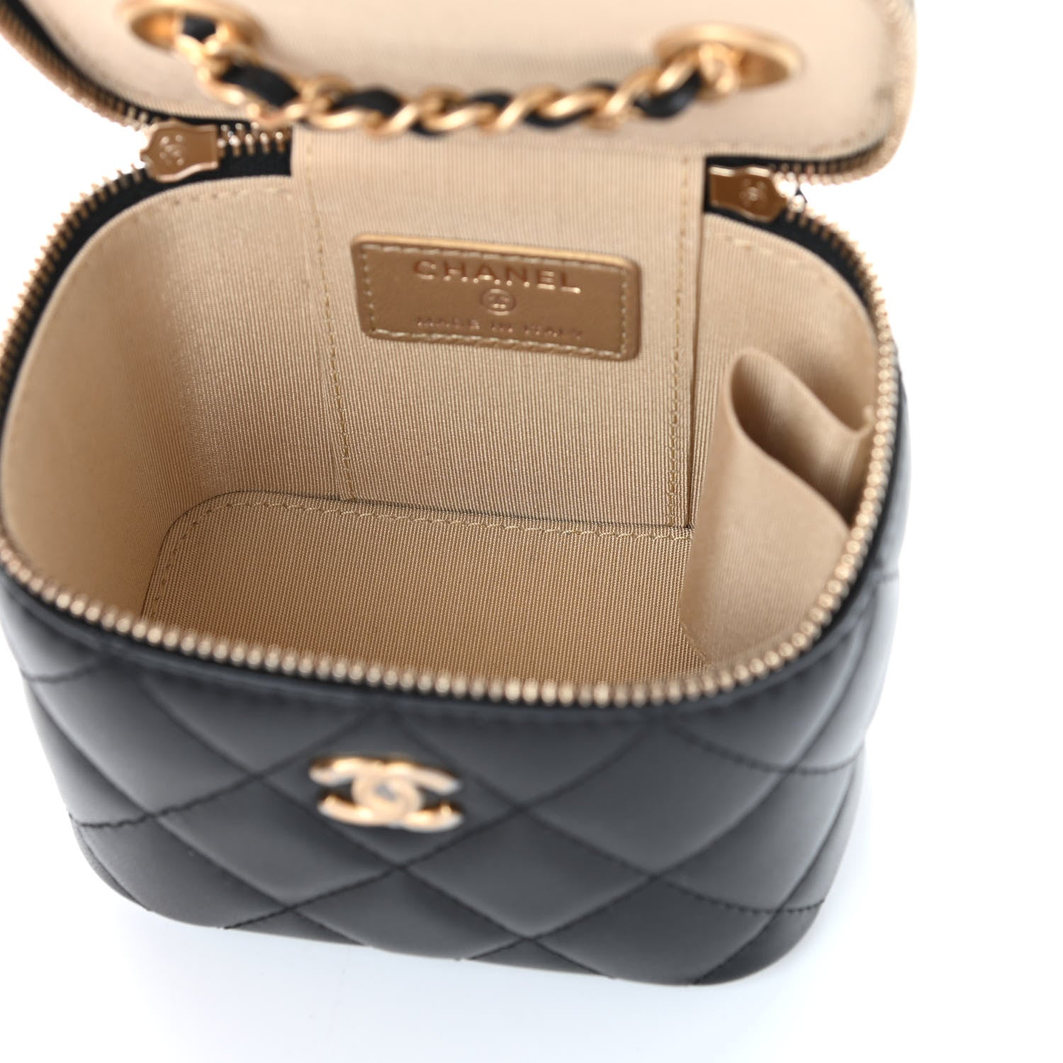 Chanel Lambskin Quilted Mini Pearl Crush Vanity Case With Chain Black 5 of 10