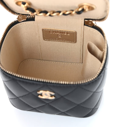 Chanel Lambskin Quilted Mini Pearl Crush Vanity Case With Chain Black 5 of 10
