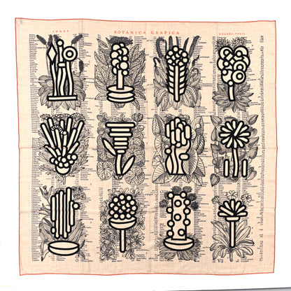 Hermes Cashmere Silk Botanica Grafica Shawl 140 Naturel Black Orange 1 of 4