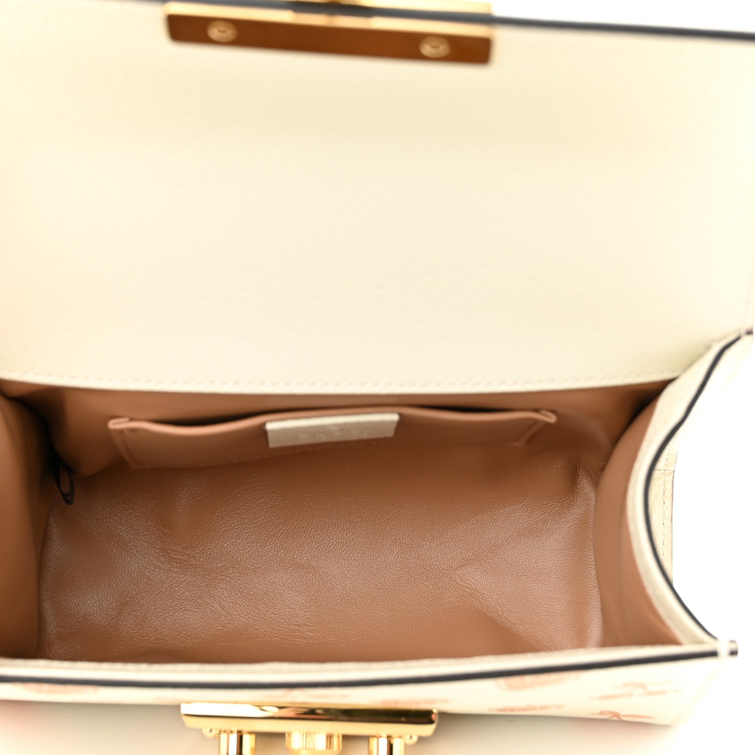 Gucci Textured Dollar Calfskin Berry Print Small Padlock Shoulder Bag Mystic White Light Copper 5 of 10