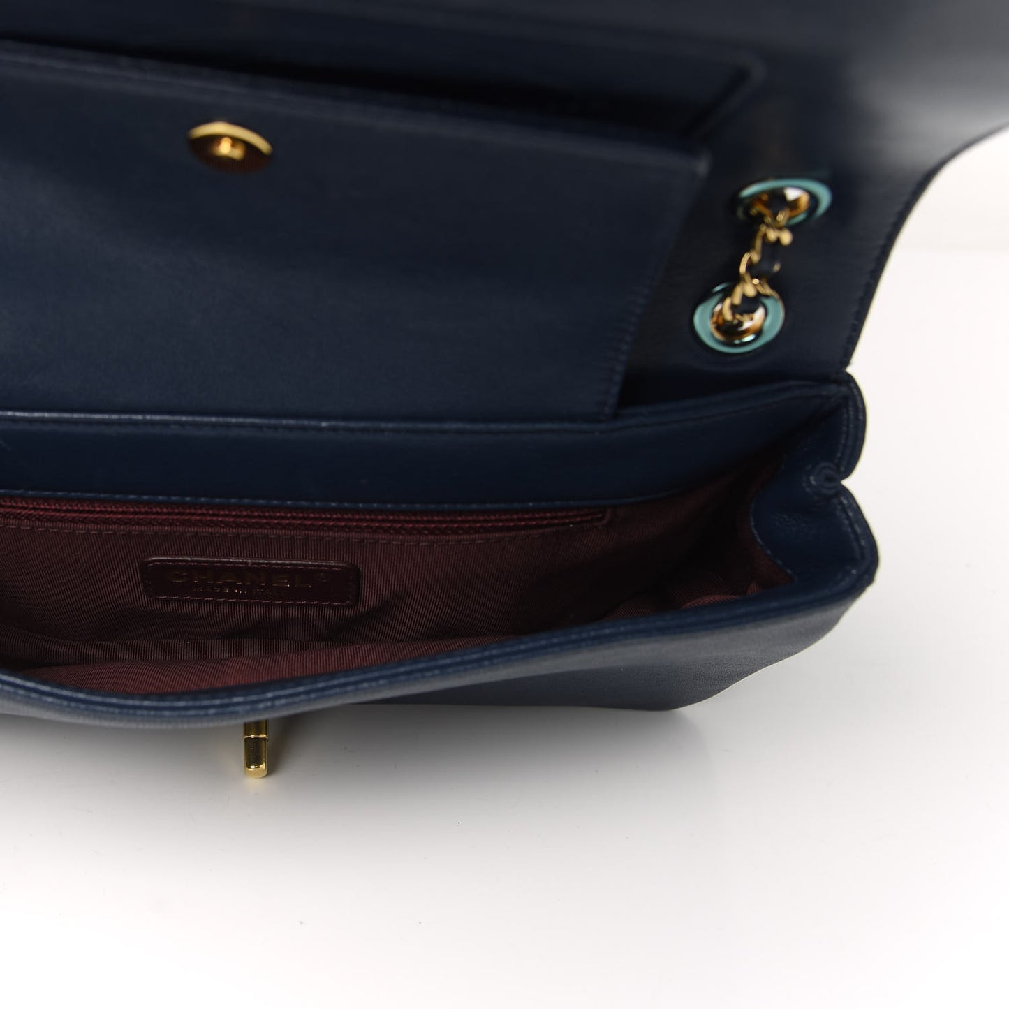 Sheepskin Quilted Medium Vintage Mademoiselle Flap Dark Navy