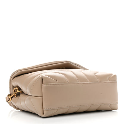 Saint Laurent Calfskin Y Quilted Monogram Toy Loulou Crossbody Bag Dark Beige 3 of 10