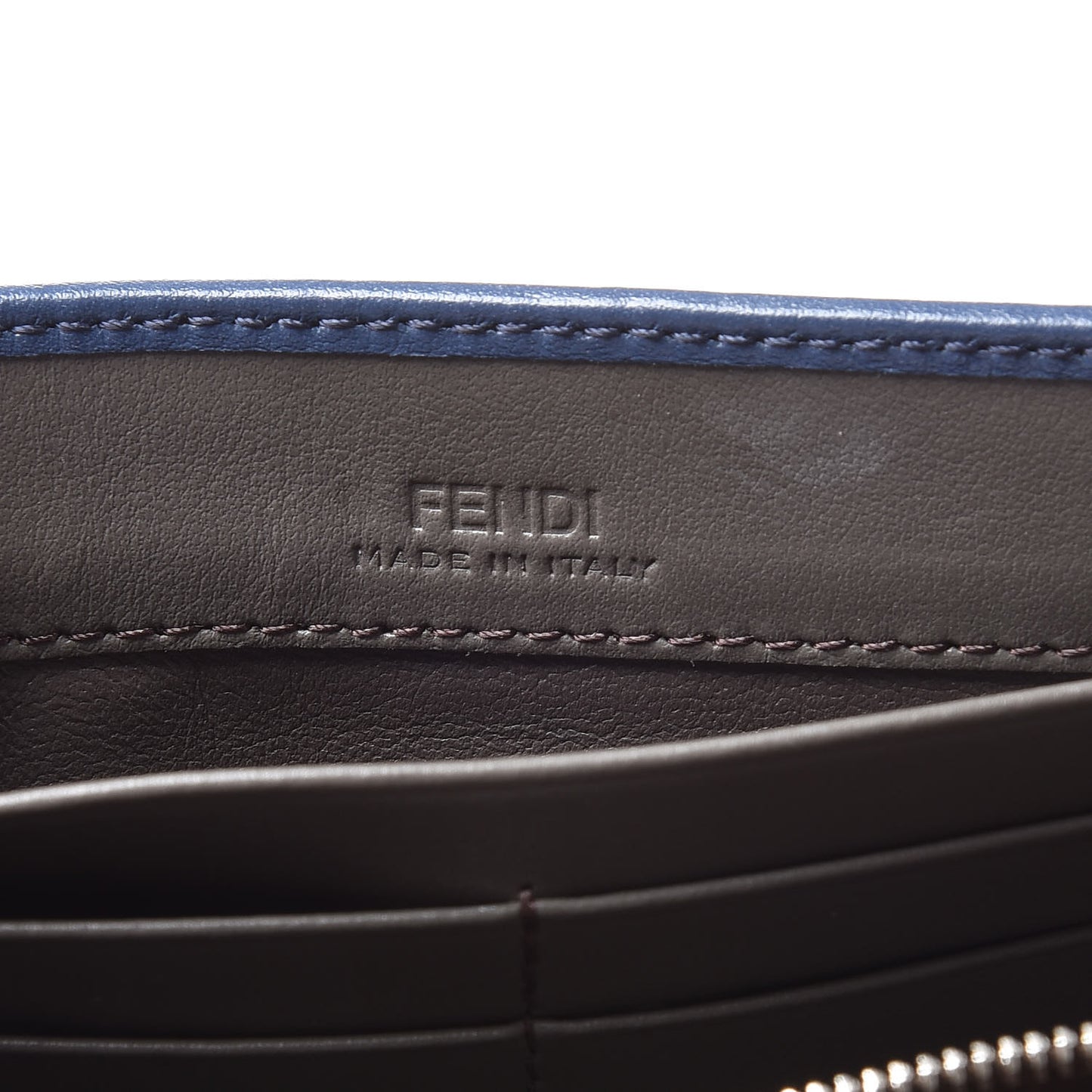 Vitello Century Bi-Color Peekaboo Continental Wallet Blue Carbone