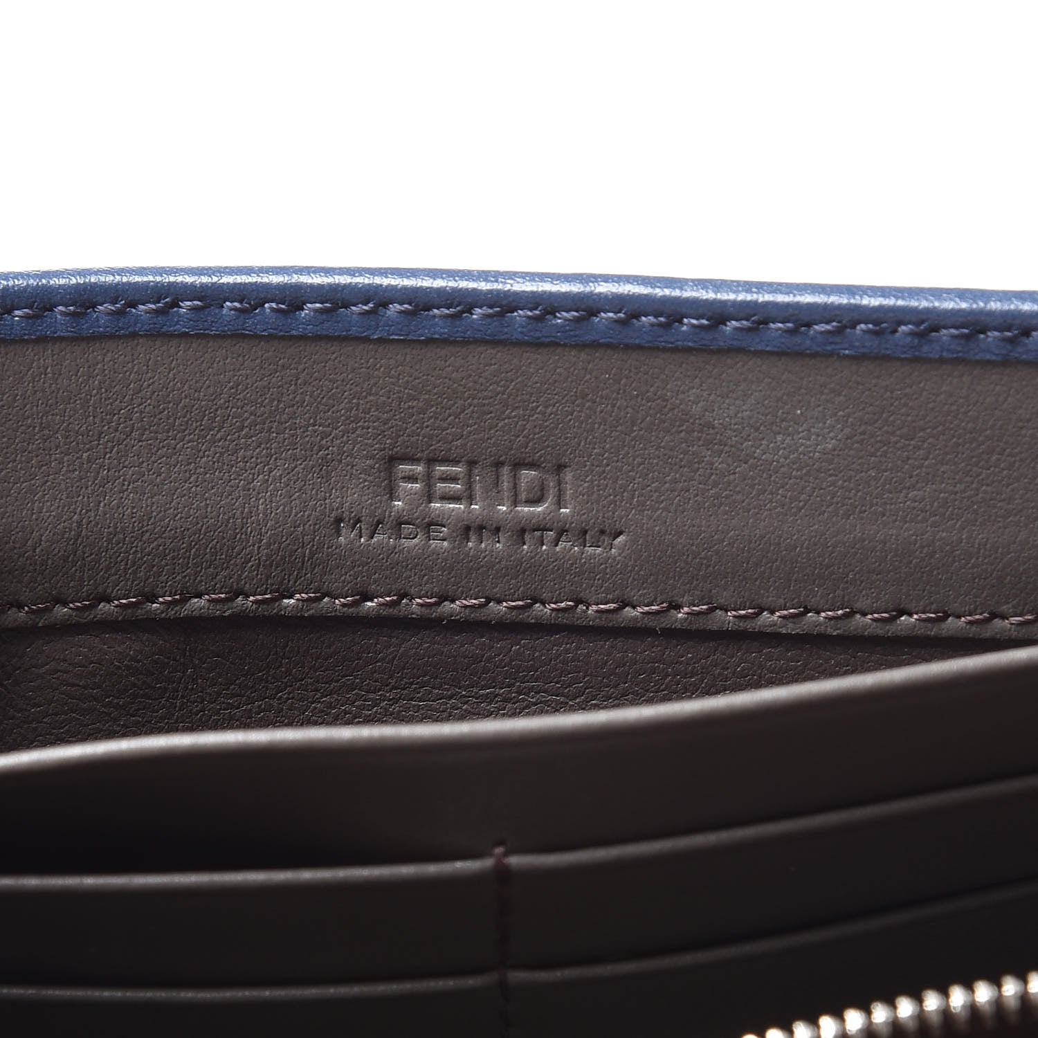 Fendi Vitello Century Bi-Color Peekaboo Continental Wallet Blue Carbone 7 of 11