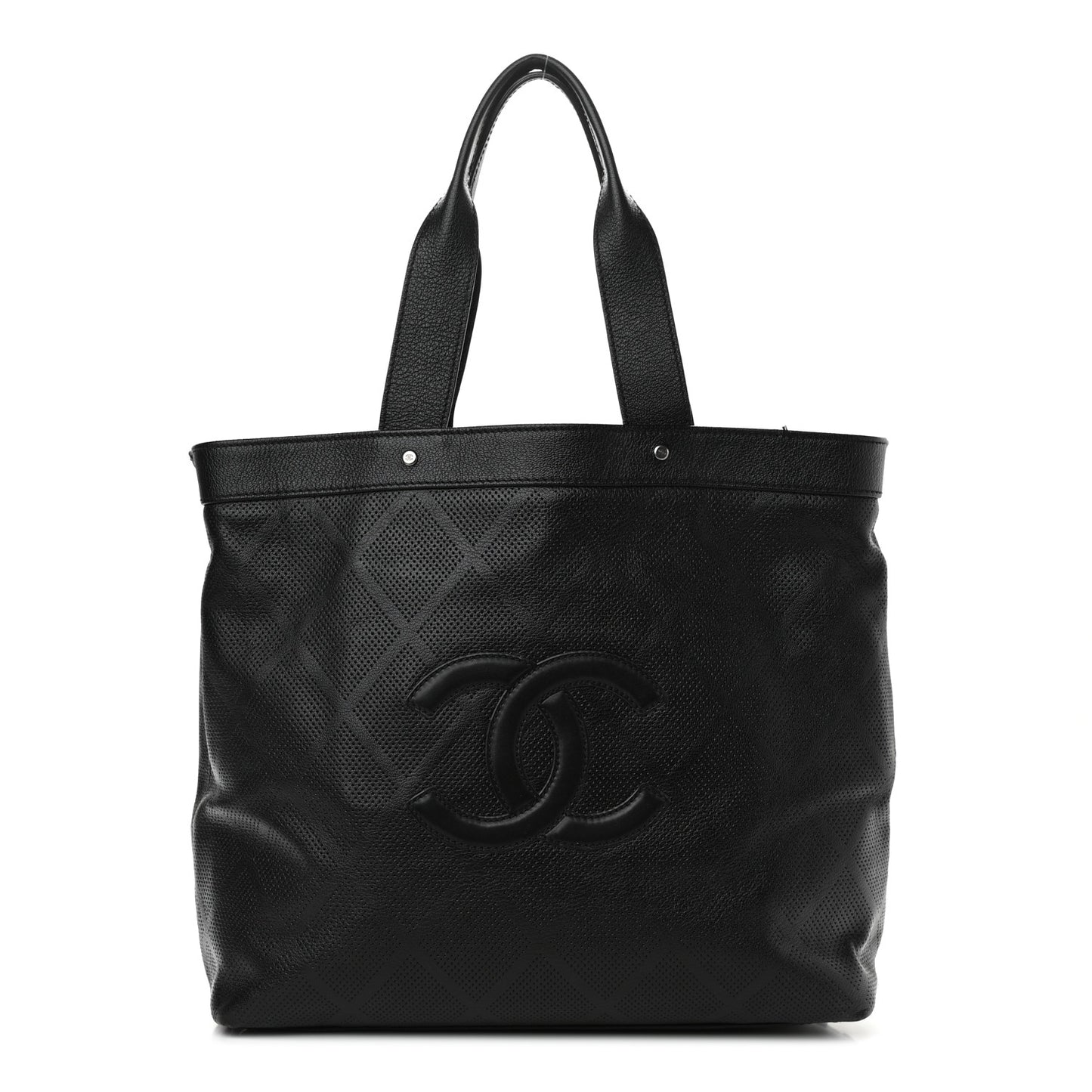 Goatskin Perforated Large CC Tote Black