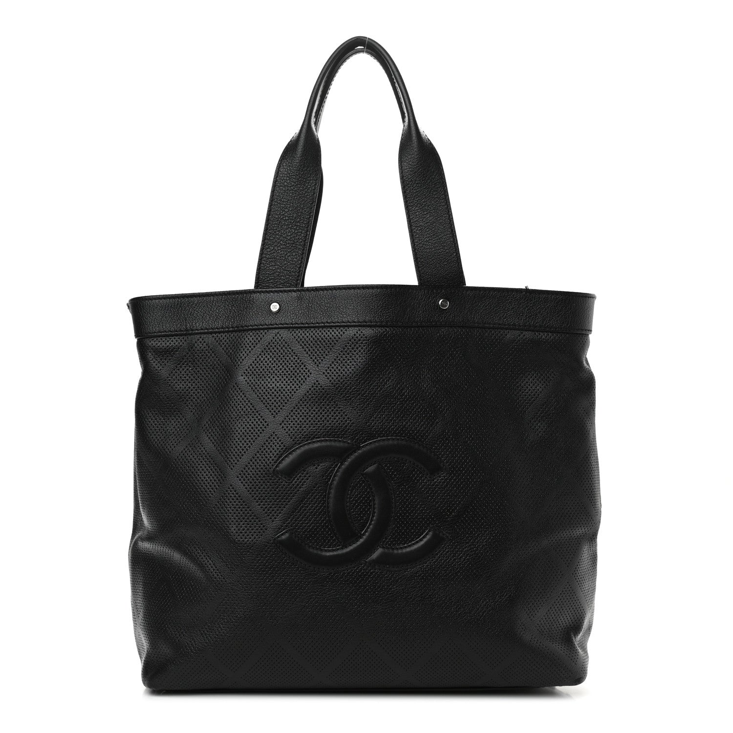 Chanel Goatskin Perforated Large CC Tote Black 1 of 13