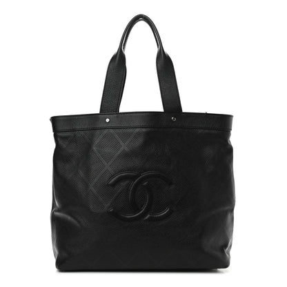 Chanel Goatskin Perforated Large CC Tote Black 1 of 13