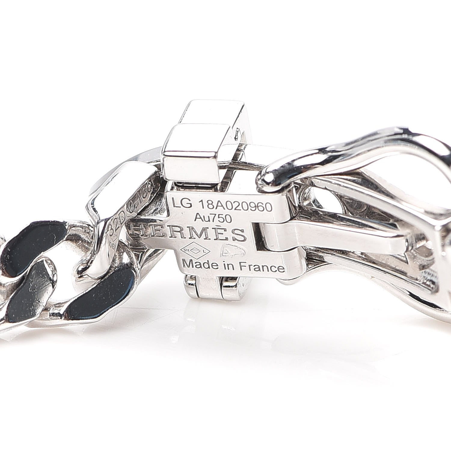Hermes 18K White Gold Diamond Boucle Sellier Bracelet LG 4 of 5