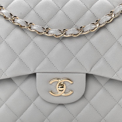 Chanel Caviar Quilted Jumbo Double Flap Grey 8 of 11