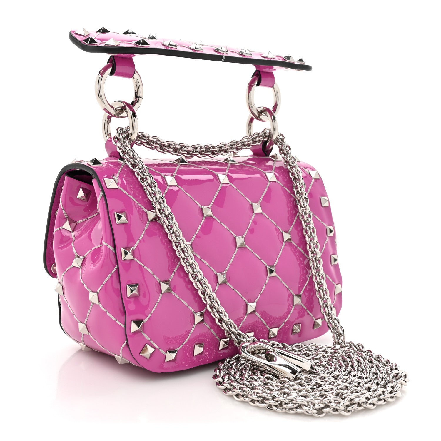 Valentino Garavani Patent Micro Rockstud Spike Shoulder Bag Radiant Orchid 3 of 12