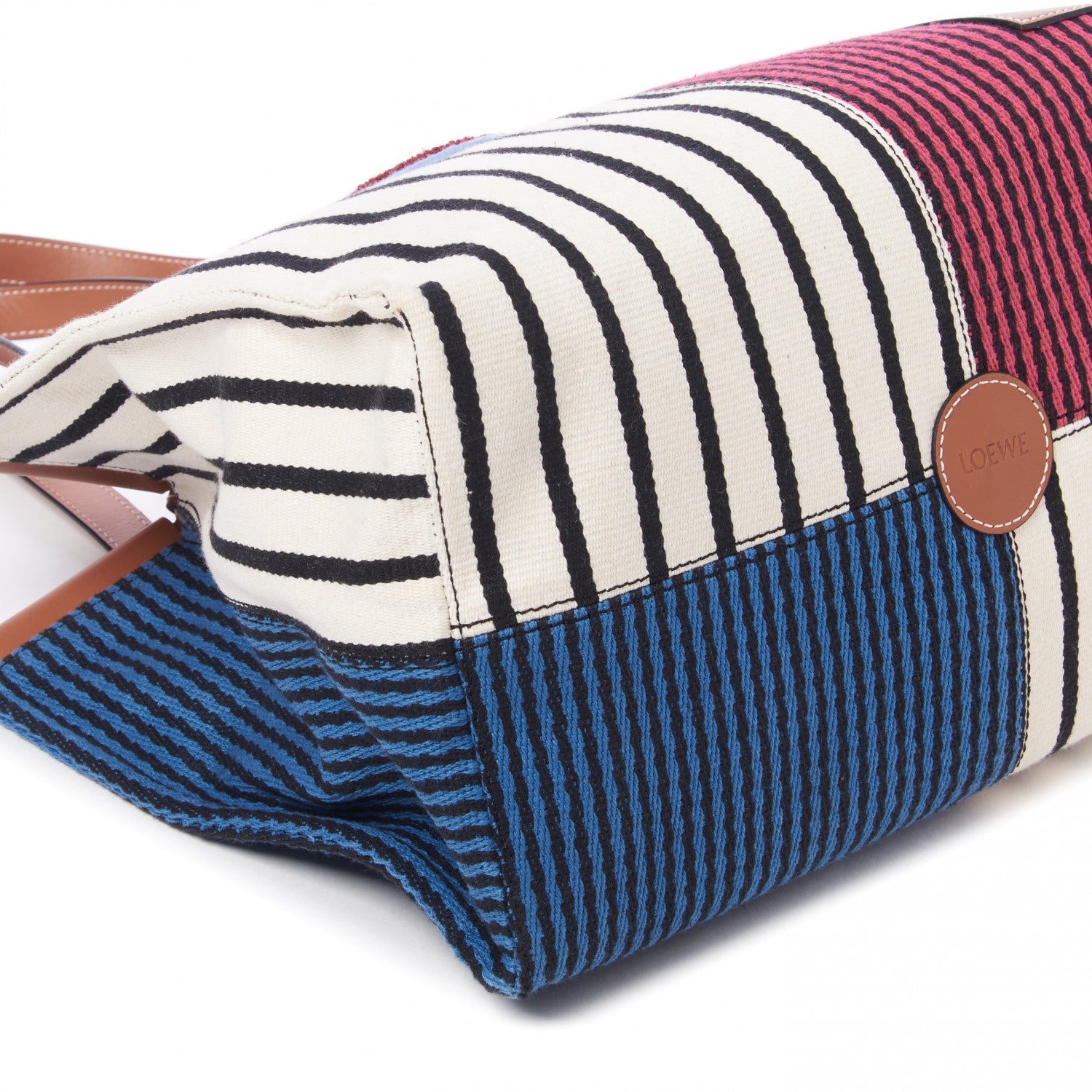 Loewe Canvas Calfskin Print Paulas Ibiza Stripes Cushion Tote Red White 5 of 9