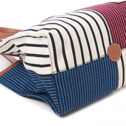 Loewe Canvas Calfskin Print Paulas Ibiza Stripes Cushion Tote Red White 5 of 9